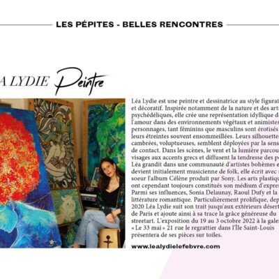 Article écrit par Elena Ramos sur la peintre Léa Lydie pour le magazine Faust.