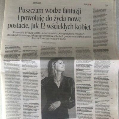 Elena Ramos, photographe d'une image de l'auteure Flavia Coste, présentée dans le journal polonais Dziennik, 01/12/2023.Photographe Elena Ramos.
