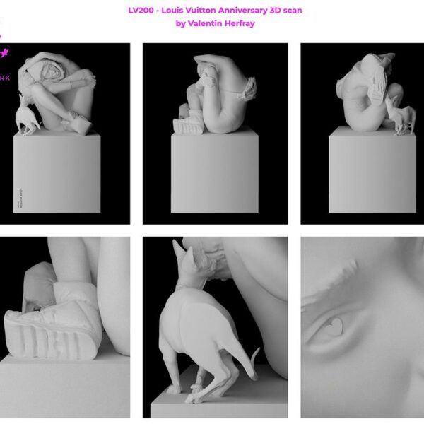 Elena Ramos, chorégraphe et contorsionniste de la sculpture des 200 ans de Louis Vuitton, par le photographe Valentin Herfray.