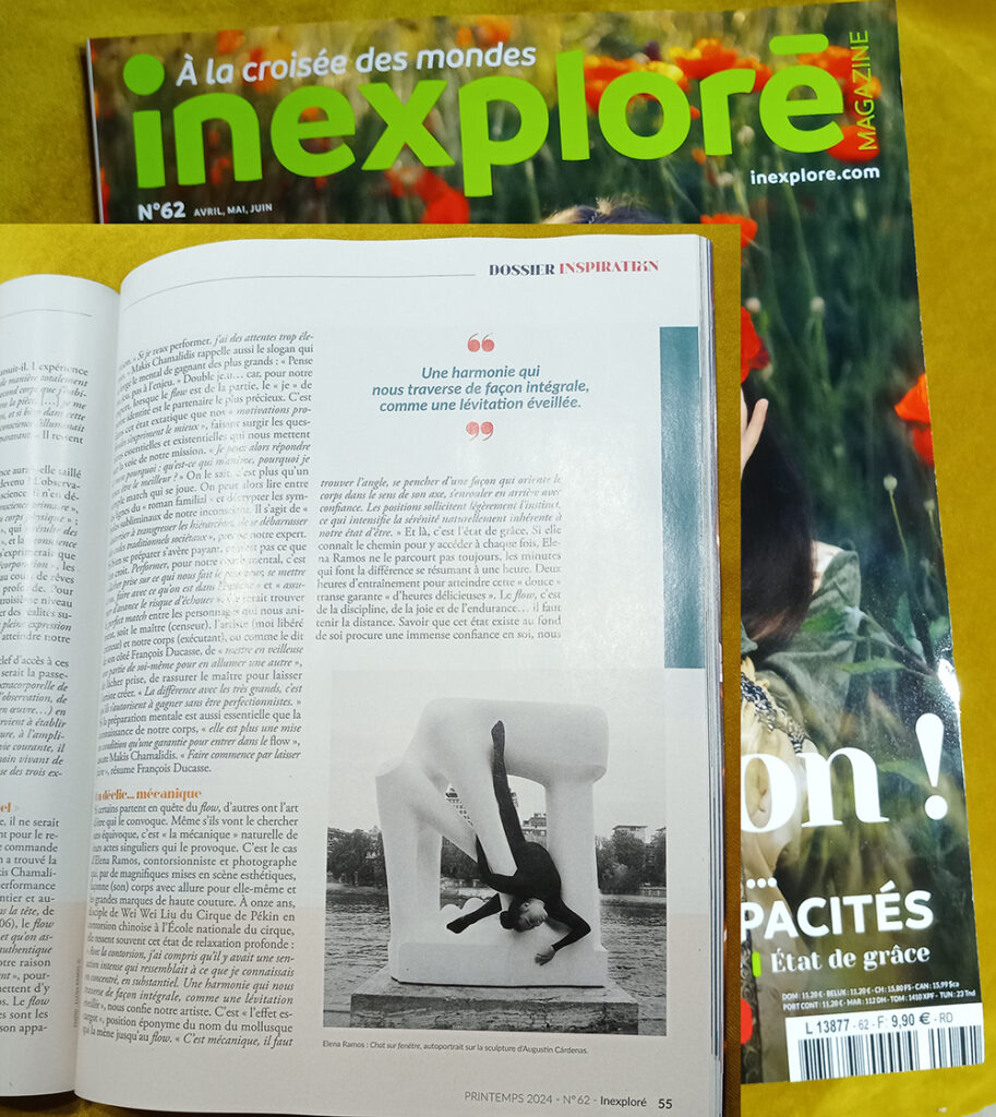 Elena Ramos, contorsionniste photographe pour le magazine Inexploré, interviewée par Stella Delmas, printemps 2024.